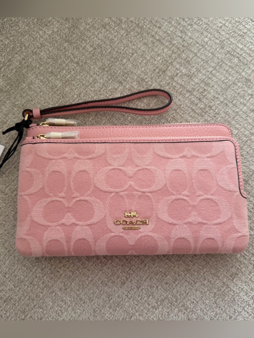Coach Denim Pink Double Zip Wristlet